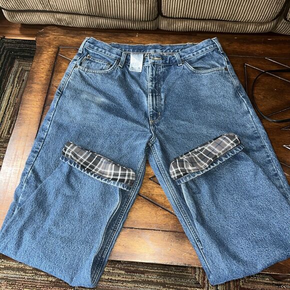 CARHARTT Relaxed Fit Flannel Lined Blue Jeans Mens Men’s 38x32 - Picture 1 of 3